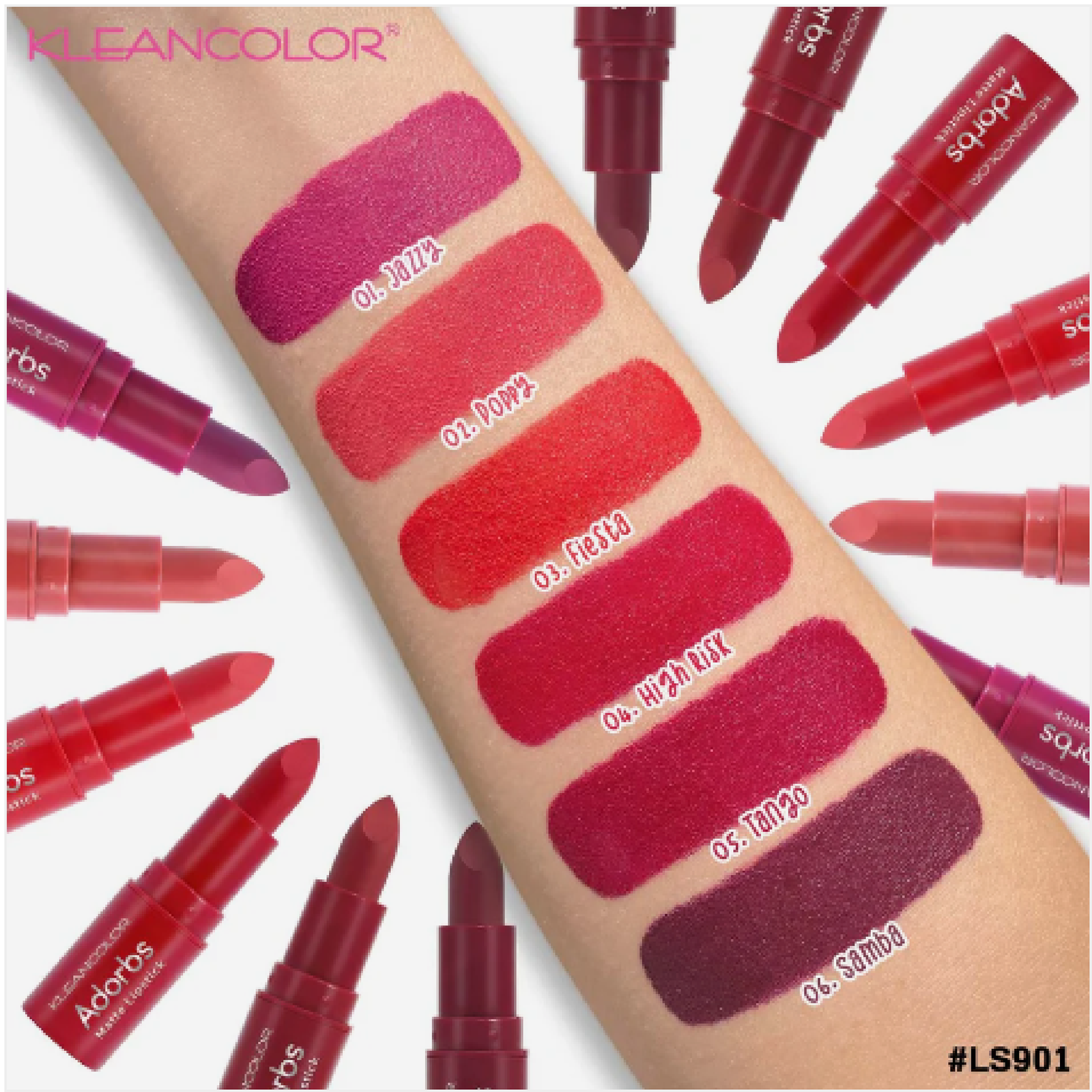 Labial Rojos Mate Kleancolor (LS901)